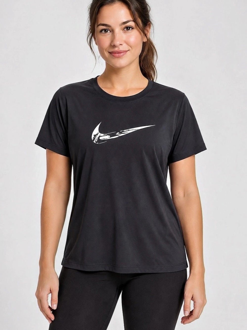 Nike One Dri-FIT Women’s Black Swoosh Tee – Size Small